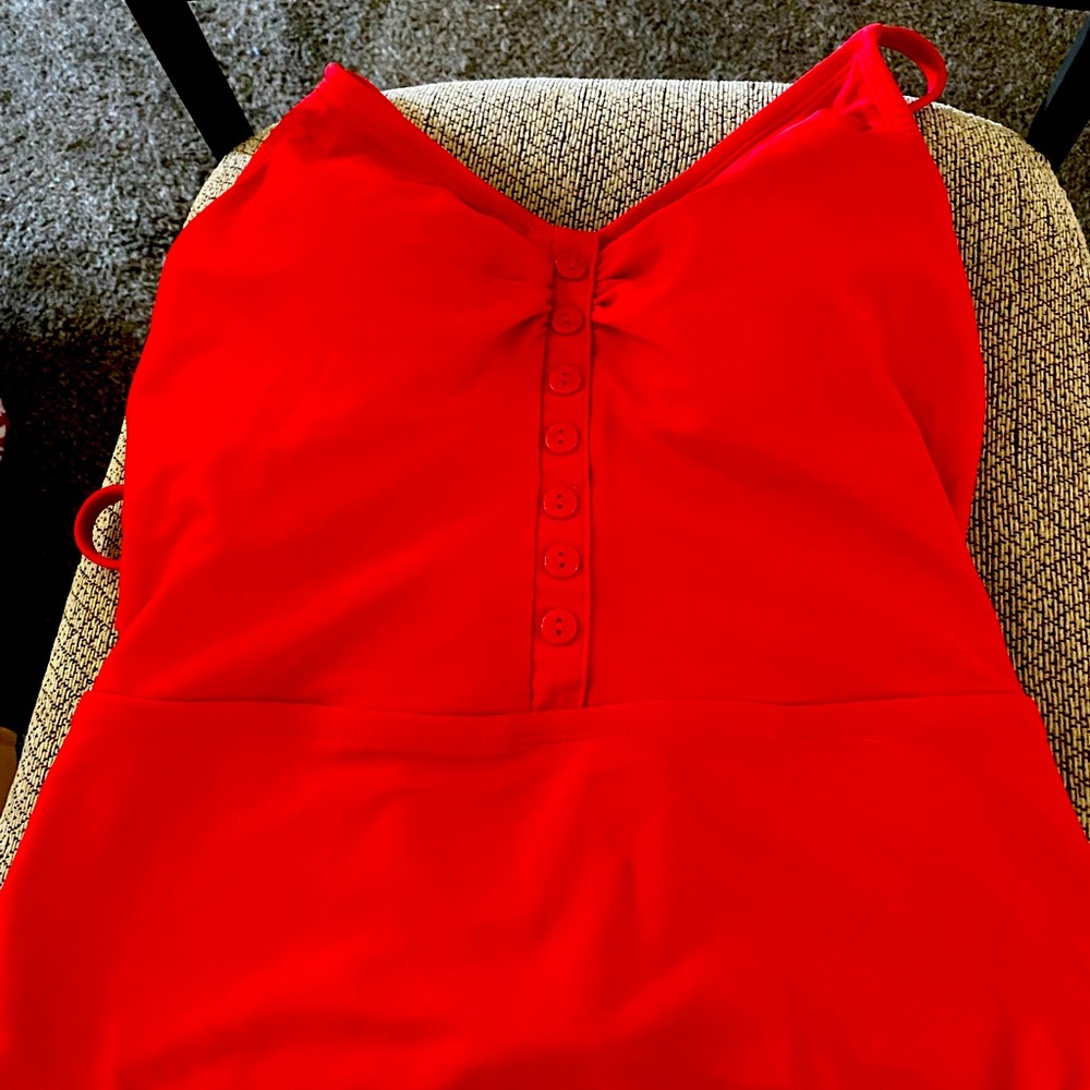 Kona Sol Red One Piece Size Large.  Adjustable tie back, built in bra, No Wear